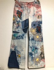 Kapital 12.5oz Crazy Papillon flared jeans denim tie dye patchwork new 38