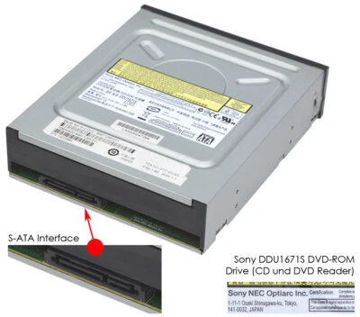 Sony nec Optiarc DDU1671S SATA S-ATA CD - ROM Dvd-Rom Drive Black PX-18 - Image 1 of 4