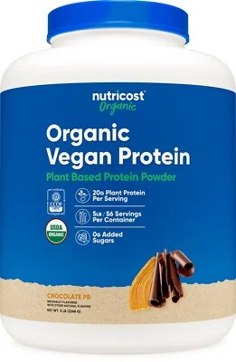 Proteína vegana orgânica Nutricost manteiga de amendoim chocolate (5 lb) - Imagem 1 de 4