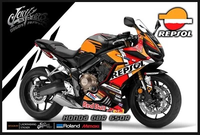 Graphics Decal Kit Wrap Compatible with Honda Cbr650R 2021 Repsol - Image 1 of 4