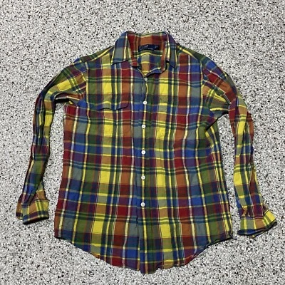 Camisa informal de colección Ralph Lauren con botones para hombre mediana de lino seda L/S colorida a cuadros Foto 1 de 4