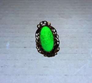 UV Reactive Ring Faux Turquoise Adjustable Gold Tone Spain - Picture 1 of 7