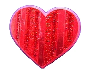Hallmark PIN Valentines Vintage HEART STRIPED Red GLITTER Holiday Brooch - Picture 1 of 2
