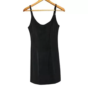 Vintage 90s Firenze Santa Barbara Black Suede & Stretch Knit Mini Dress Size S - Picture 1 of 8