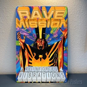 Cartel de metal Rave Mission retro trance ácido casa rave música 20x30 cm - Imagen 1 de 5