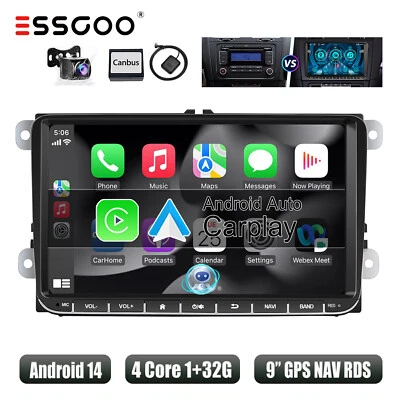 9" Android 14 1+32G Carplay Autoradio GPS Kam Für VW Touran GOLF 5 6 Polo Tiguan - Bild 1 von 4