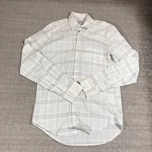 Steven Alan Shirt Mens Small Button Up White Gray Plaid Preppy Casual Adult - Picture 1 of 9