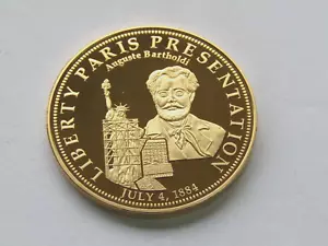 2010 American Mint Statue of Liberty Paris Presentation 24k Gold Layered Coin - Picture 1 of 10