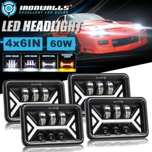 4PCS 4x6" LED Headlight Hi/Lo DRL Turn Signal for Chevrolet R2500 Suburban 89-91 - Picture 1 of 12