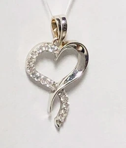 CIONDOLO CUORE ORO BIANCO 18 K 750 ORIGINALE 3 grammi con DIAMANTI COLTIVATI in LABORATORIO - Foto 1 di 20