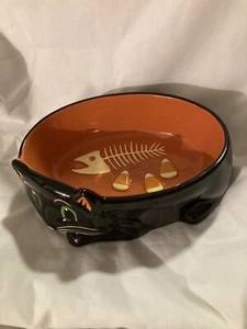 Hallmark HALLOWEEN Black Cat Food Bowl Dish with Fish, Candy Corn RETIRED RARE! - Picture 1 of 23