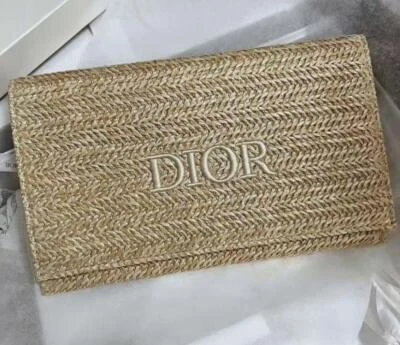 Christian Dior Clutch Tasche 2023 Sommer Rattan Beige Original Neuheit Limitiert