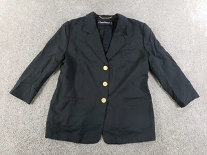 Louis Feraud Womens Jacket 16 Black Visocse Silk Blend Lined 3 Button - Picture 1 of 17