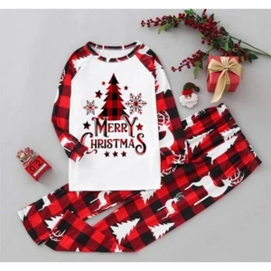 Christmas Pajamas Set Men’s L Red Check Family Matching PJ’s Sleepwear Xmas - Picture 1 of 4
