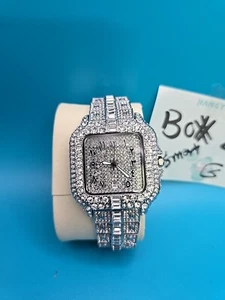 MISSFOX Luxury Quartz Watch For MenAutomatic Date Hip Hop Full Iced - Picture 1 of 6