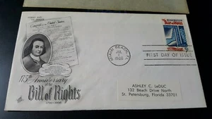 First Day of Issue 1966 Bill of Rights 175th 5 Cent US Stamp on Art Craft Env - Picture 1 of 4