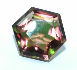 GIE Natural 15 Ct Bi -Color Changing Andalusite Certified Hexagon Loose Gemstone - Picture 1 of 10