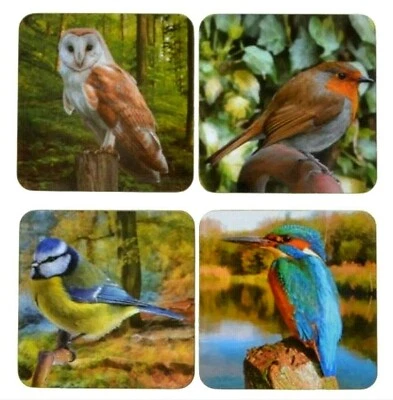 4er Set Untersetzer Birds Vögel abwischbar Korkunterseite Leonardo Collection - Bild 1 von 2