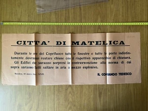 MANIFESTO PROCLAMA TEDESCO ITALIA REPUBBLICA SOCIALE MATELICA 1944 - Foto 1 di 2