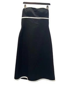 Bill Levkoff Classics Size 12 Black Strapless Dress Lined A-line White Piping - Picture 1 of 7