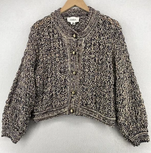 BA&SH Sweater M Novela Cardigan Crochet Marled Metallic Cropped Button Up Brown - Picture 1 of 14