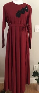 Abaya Women Muslim Maxi Dress Islam Turkish Kaftan Dress Arab Robe Sz XL Red - Picture 1 of 4