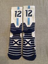 Iconic Number 12 White/Blue Basketball Socks Brand New