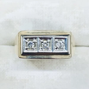 0.15Ct 10k Yellow Gold Round Diamond Square Engagement Wedding Ring Band Size 10 - Picture 1 of 7