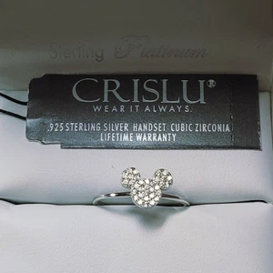 Anillo de plata esterlina Crislu Mickey Icon de los parques de Disney enchapado en platino circonita cúbica pavé - Imagen 1 de 5