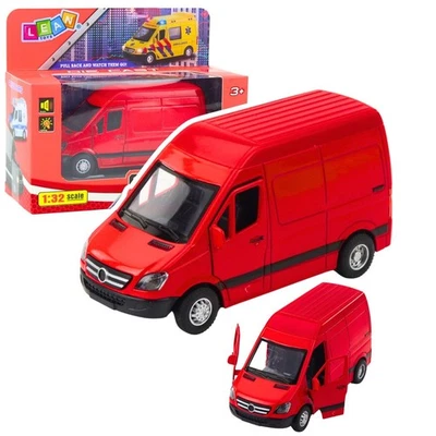 Mercedes Sprinter Van Model Toy Red Diecast Light Sound Probably 1:32 Scale - Image 1 of 4
