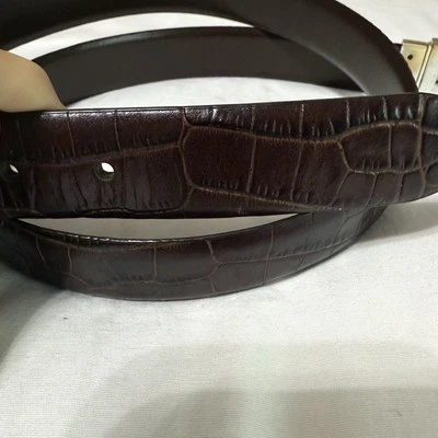 Cinturón de vestir LAUREN RALPH LAUREN marrón estampado cocodrilo cocodrilo cuero preppy Foto 1 de 4