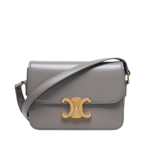 Borsa a tracolla Celine grigia in pelle di vitello Triomphe adolescente da donna 188423BF4 10BL