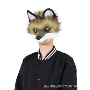 Plush Canine Mask Wolf Head Half Face Mask Single Head Cosplay Costume Wearable - Picture 1 of 30