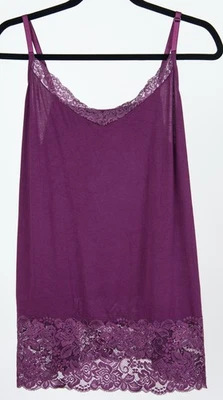 Camiseta sin mangas elástica con ribete de encaje púrpura Lane Bryant para mujer talla 14/16 usada en excelente estado Foto 1 de 4