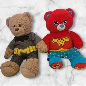 Build-A-Bear Superhero Lot Batman & Wonder Woman Plush 17” DC Comics Outfits  - Picture 1 of 14