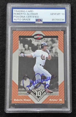 1998 ROBERTO ALOMAR Signed Pinnacle Card-HOF-BLUE JAYS-ORIOLES-PSA 10 Auto - Image 1 of 4
