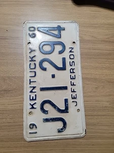 Vintage 1960 Kentucky License Plate ~ Jefferson County. - Picture 1 of 4