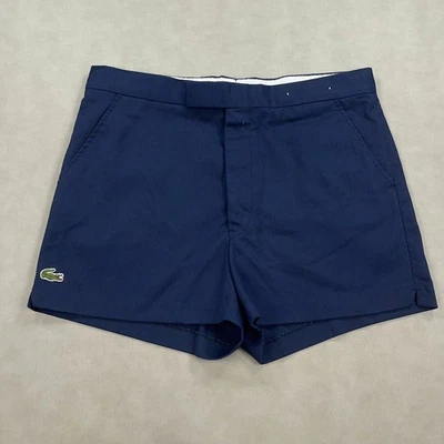 Vintage 80s Izod Lacoste Tennis Shorts Mens 34 Blue Double Knit Preppy USA Made - Image 1 of 4