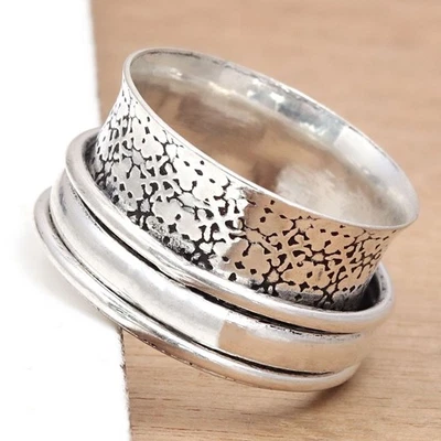 Anel giratório de prata para mulheres quatro anéis giratórios anel de joias de prata inquietação "6" - Imagem 1 de 4