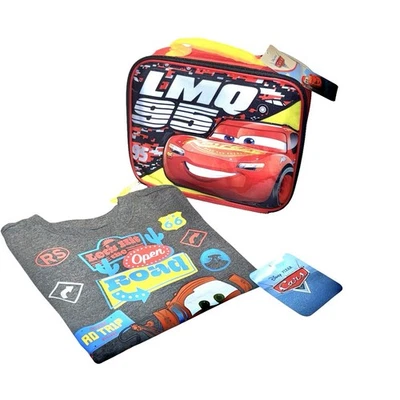 Disney Cars Lightning McQueen & Mater Boys T-Shirt size 6 & lLunchBox NWT Lot - Image 1 of 4