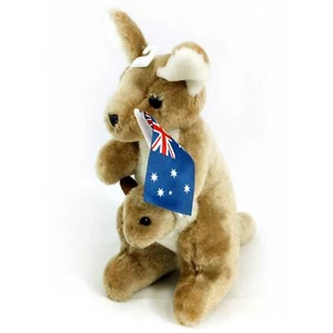 JUMBACK KANGAROO & JOEY WITH FLAG STUFFED ANIMAL PLUSH TOY 26cm **FREE DELIVERY* - Bild 1 von 2