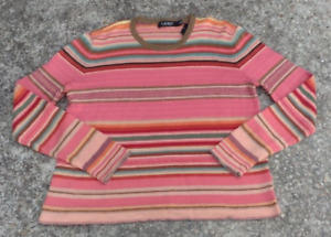 Lauren Ralph Lauren Sweater Womens Medium Red Striped Linen Blend Pullover new
