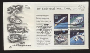 C126 USA UPU1989 Airmail souvenir Sheet Future Mail Delivery ARTCRAFT FDC UA - Picture 1 of 1