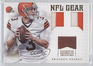 2012 Panini National Treasures Trio Materials Prime /25 Brandon Weeden Rookie RC