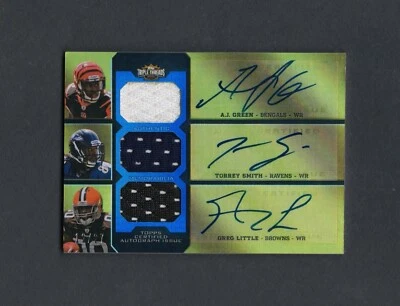 2011 Topps Triple Threads Autographed Relic Combos Gold A.J Green Torrey Smith - Image 1 of 2