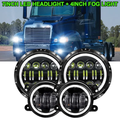 For Freightliner Century Class 2001-2011 7'' LED Headlight Hi/Lo+ 4'' Fog Light - Image 1 of 4