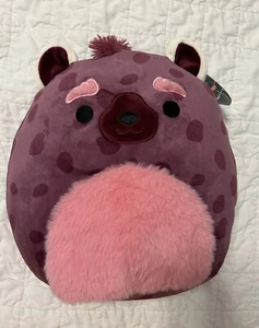 New NWT Squishmallow 11” Gino Burgundy Pink Hyena RARE Kellytoy Jazzwares Rare - Picture 1 of 3