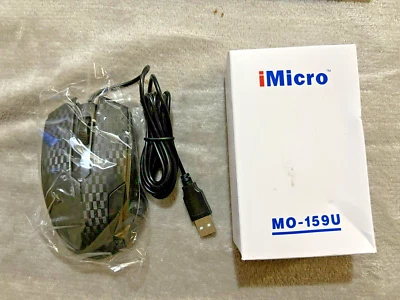 iMicro MO-159U Wired USB Optical Ergonomic Scrolling Computer Mouse NEW IN BOX - Image 1 of 3