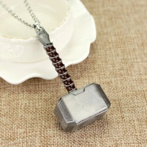 Silver Thor's Hammer Mjölnir Pendant Chain Necklace Marval - New - Picture 1 of 5