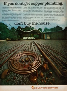 1968 Vintage Print Ad Count On Copper If you don't get copper plumbing - Picture 1 of 2